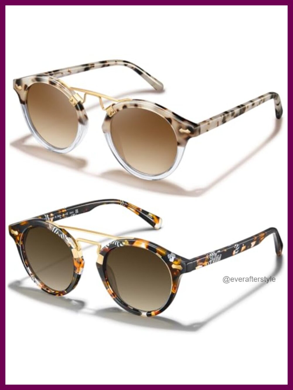 Acetate Double Bridge Round Sunglasses Polarized UV Protection Small Face
